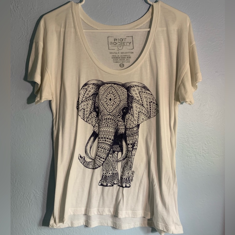 Oversized White and Blue Elephant Shirt
